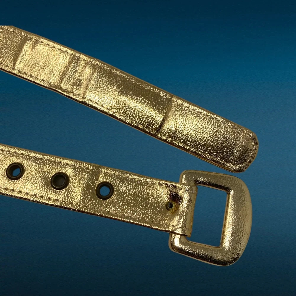 Vintage 1980's Bambi Sz 26 Metallic Gold Skinny Disco Belt New Wave Punk Retro
